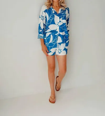 Dex Clothing Capri Bloom Shorts In Azure Floral In Multi