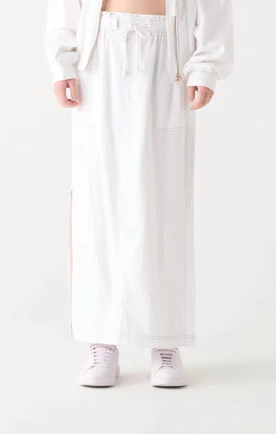Dex Clothing Danica Contrast Stitch Maxi Skirt In White