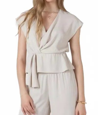 Dex Clothing Drapey Wrap Top In Pearl In Neutral