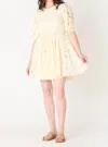 Dex Clothing Eyelet Belted Mini Dress In Ecru In White