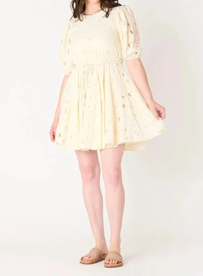 Dex Clothing Eyelet Belted Mini Dress In Ecru In White