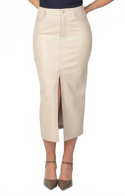 Dex Clothing Faux Leather Midi Skirt 2422348 T In Cream Beige In Neutral