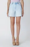 Dex Clothing Frayed Hem Denim Shorts In Light Wash