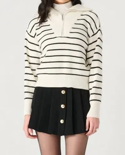 Dex Clothing Half Zip Sweater In White/black Stripe In Multi