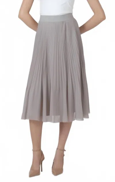 Dex Clothing Pleated Midi Skirt In London Fog In Gray