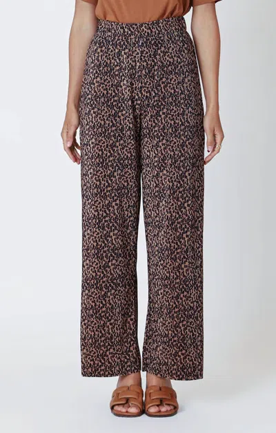 Dex Clothing Pleated Wide Leg Pants In Cheetah Print