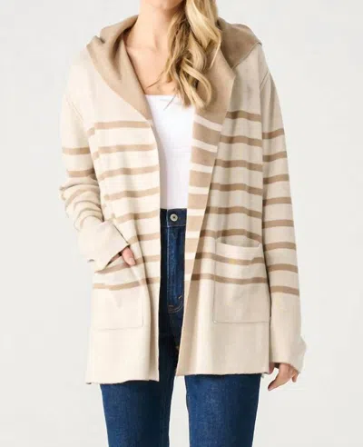 Dex Clothing Reversible Hooded Cardigan In Camel In Brown