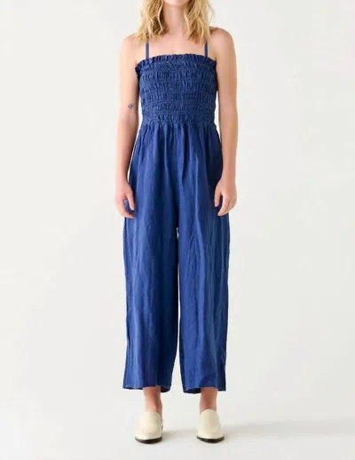 Dex Clothing Smocked Jumpsuit In Navy