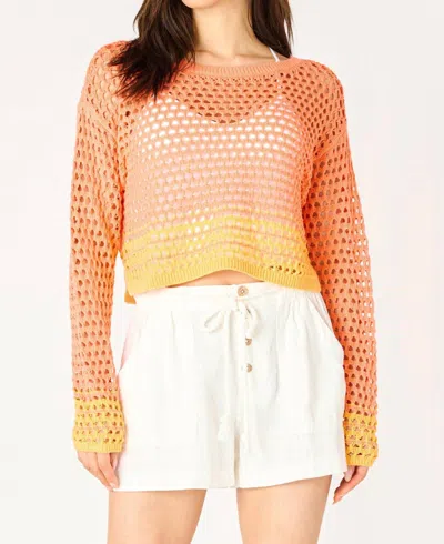 Dex Clothing Sunset Crochet Sweater In Orange