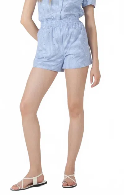 Dex Clothing Women's Pearl Detail Elastic Waist Short In Blue