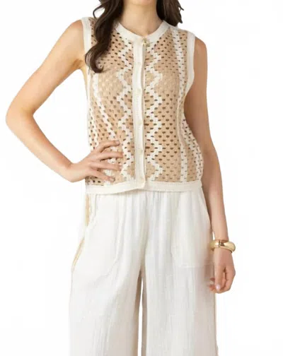 Dex Coastal Escape Crochet Top In Beige In Multi