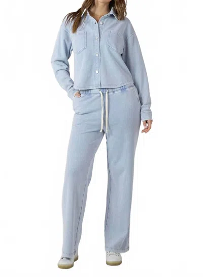 Dex Comfy And Collected Knit Pants In Washed Light Blue In Gray