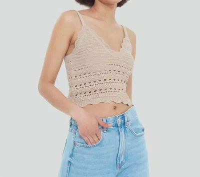 Dex Crochet Cami Top In Deep Taupe In Multi