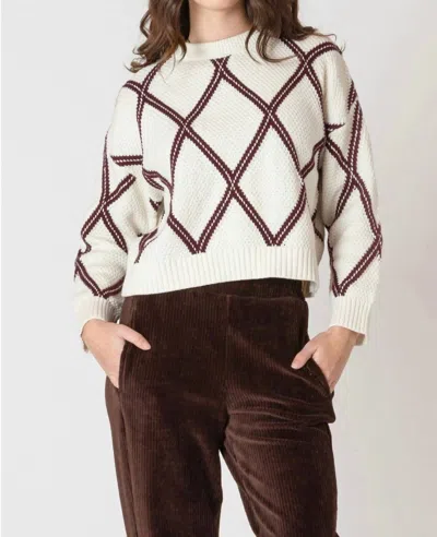 Dex Diamond Check Sweater In White