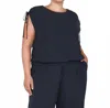 Dex Drawstring Shoulder Top In Midnight Navy In Blue