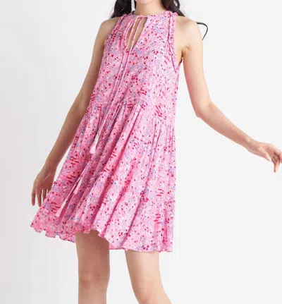 Dex Drawstring Waist Chiffon Mini Dress In Cherry Blossom In Pink