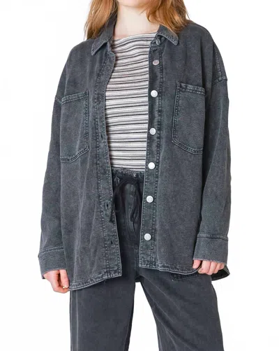 Dex Edge Knit Denim Shacket In Midnight In Blue