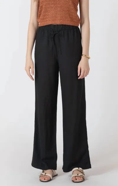 Dex Elastic Waist Linen Pant In Black