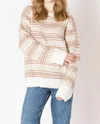 Dex Oversized Pattern Sweater In Red Fairisle In Neutral