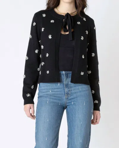 Dex Embellished Tie Front Cardigan In Black