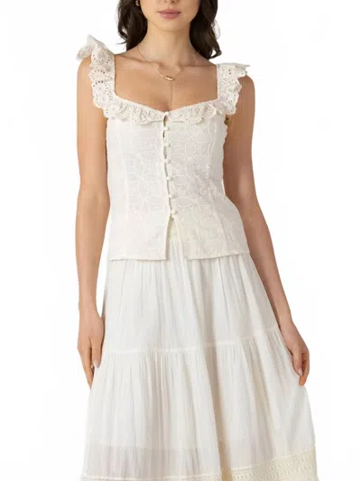 Dex Eyelet Tank Top In Cream In Neutral