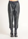 Dex Faux Leather Jogger In Black In Black