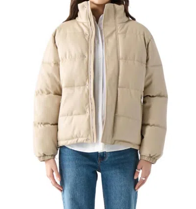 Dex Faux Leather Puffer Jacket In Beige