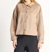 Dex Faux Suede Button Front Jacket In Taupe In Grey
