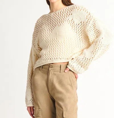 Dex Floral Crotchet Sweater In Ivory In Gold