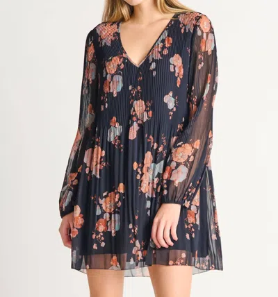 Dex Floral Pleated A-line Dress In Tawny Floral In Multi