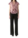 Dex Floral V-neck Blouse In Brown/pink In Multi