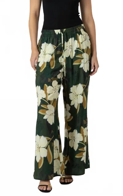 Dex Floral Wide Leg Pants In Palm Blossom In Multi