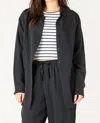 Dex Gauze Long Sleeve Button Down Blouse In Black In Black