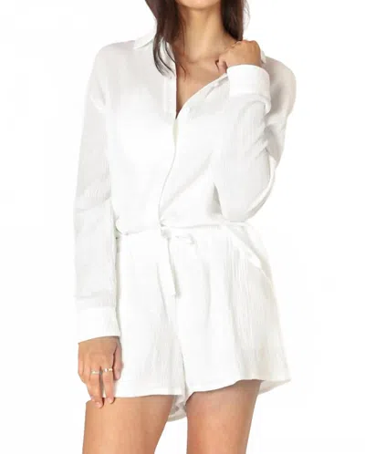 Dex Gauze Long Sleeve Button Down Blouse In White
