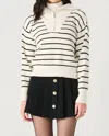 Dex Half Zip Stripe Sweater In Black/white