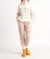 Dex Half Zip Stripe Sweater In Natural In Beige
