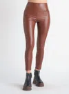 Dex High Waisted Faux Leather Leggings In Dark Camel In Multi