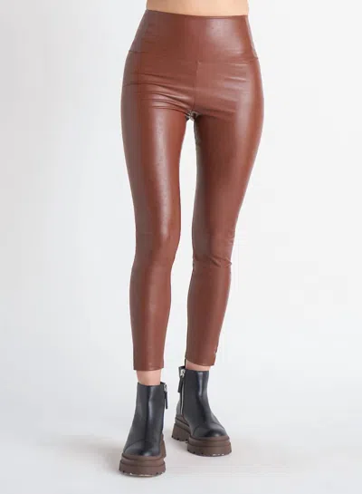 Dex High Waisted Faux Leather Leggings In Dark Camel In Multi
