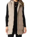 Dex Hooded Puffer Vest In Taupe In Neutral