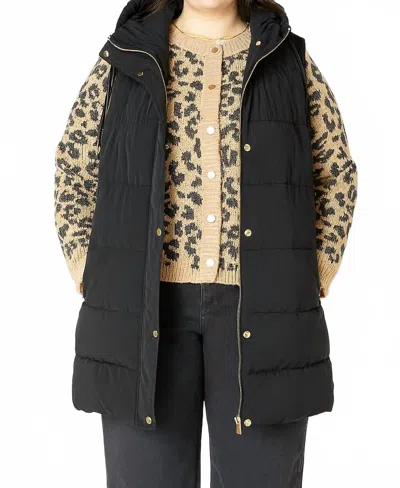 Dex Hooded Puffer Vest - Plus In Black - Hoc Winter