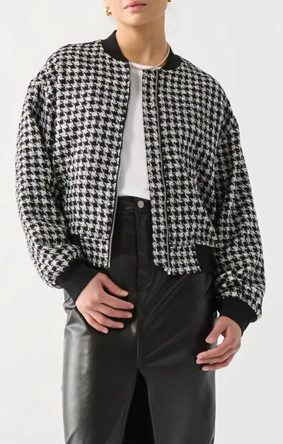 Dex Houndstooth Bomber Jacket In Black/white In Multi