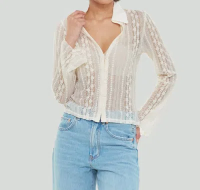 Dex Lace Blouse In Off White In Beige