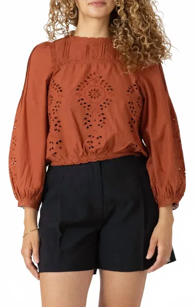 Dex Lace Detailed Blouse In Terracotta In Brown
