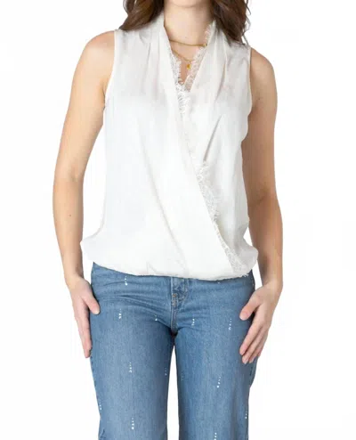 Dex Lace Insert Wrap Blouse In Pearl In White