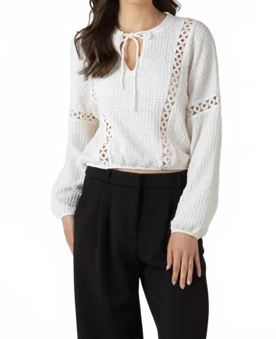 Dex Lace Inset Blouse In White