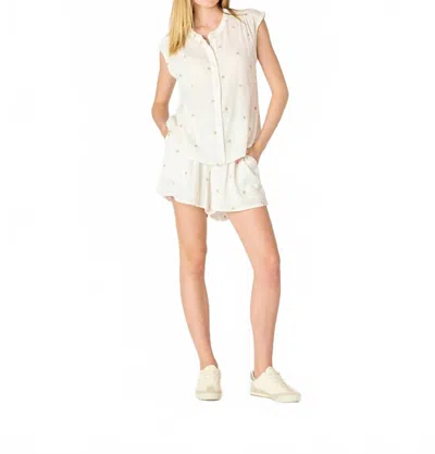 Dex Lilly Button Embroidery Blouse In Ecru/taupe In White