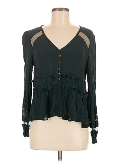 Pre-owned Dex Long Sleeve Blouse In Green