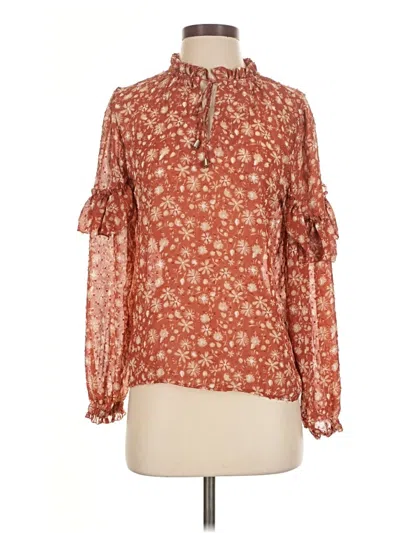 Pre-owned Dex Long Sleeve Blouse In Orange