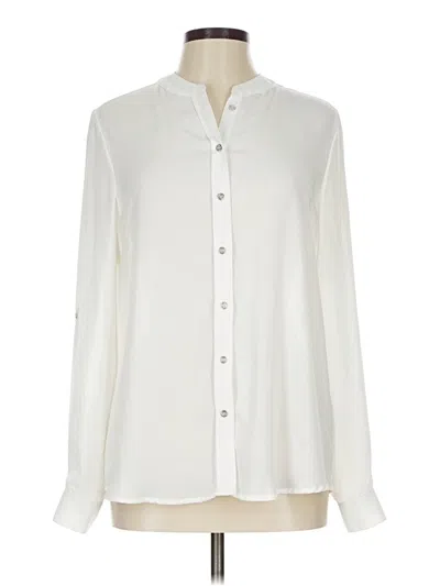 Pre-owned Dex Long Sleeve Blouse In White