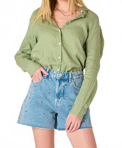 Dex Long Sleeve Button Front Shirt In Basil In Green